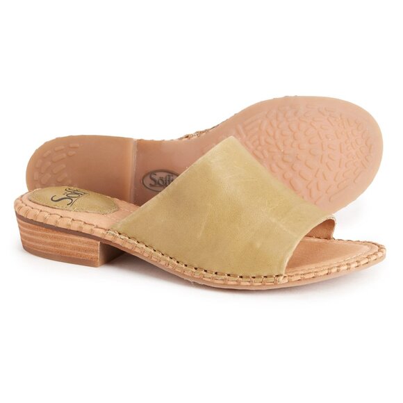 NEW Sofft Nalanie Slide Sandals - Leather For Women Green 253 - Picture 1 of 5